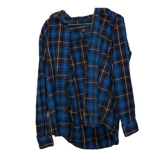 Faded Glory Blue Flannel Outdoor/Dress Shirt Large Men